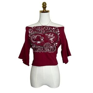 New World Graphics South‎ Carolina Gamecocks Off Shoulder Crop Top Maroon Small